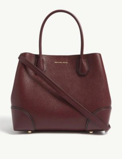 Shop Michael Michael Kors Mercer Gallery Pebbled Leather Satchel In Oxblood