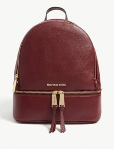Shop Michael Michael Kors Rhea Medium Leather Backpack In Oxblood