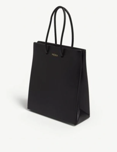 Shop Medea Black Small Leather Box Tote Bag