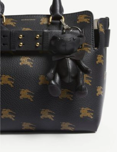 Shop Burberry Leather Thomas Bear Keyring In Black