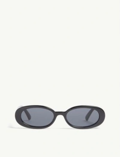Shop Le Specs Outta Love Oval-frame Sunglasses In Black