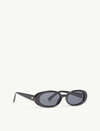 Shop Le Specs Outta Love Oval-frame Sunglasses In Black