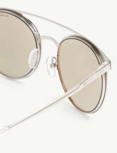 Shop Michael Kors Grayton Round-frame Sunglasses In Shiny Silver