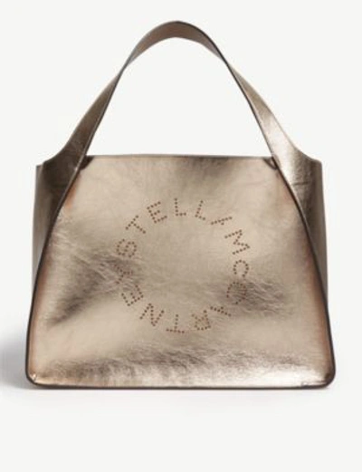 Stella Mccartney Circle Logo Metallic Small Tote In Rose Gold | ModeSens
