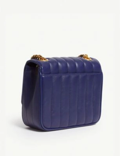 Shop Saint Laurent Dark Blue Monogram Vicky Leather Cross-body Bag In Saphire