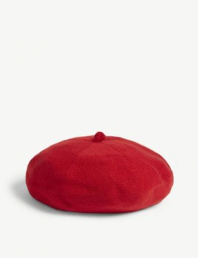 Shop Johnstons Jersey Stitch Cashmere Beret In Classic Red