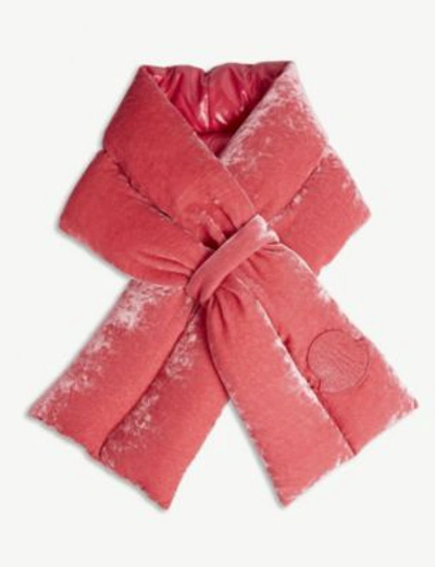 Shop Moncler Sciarpa Velvet Padded Scarf In Pink