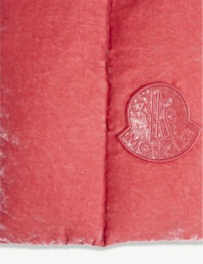 Shop Moncler Sciarpa Velvet Padded Scarf In Pink