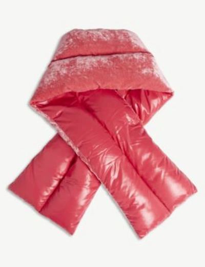 Shop Moncler Sciarpa Velvet Padded Scarf In Pink