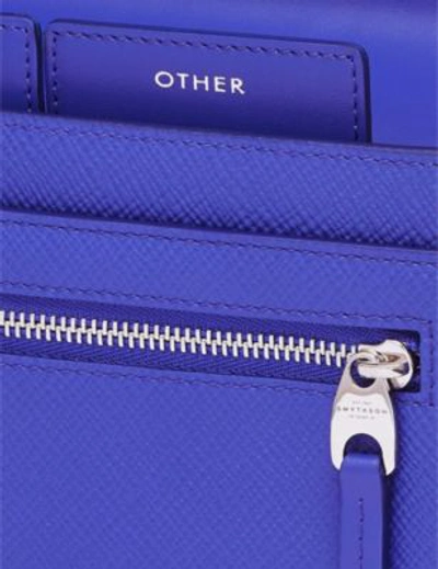 Shop Smythson Panama Marshall Leather Travel Wallet In Cobalt