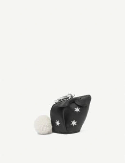 Shop Loewe Black And Silver Stars Bunny Leather Charm In Black/silver