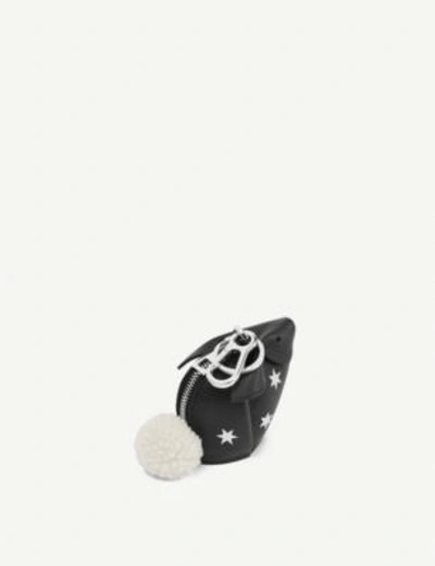 Shop Loewe Black And Silver Stars Bunny Leather Charm In Black/silver