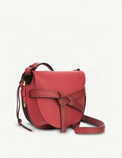 Shop Loewe Gate Small Leather Shoulder Bag In Scarlet Red/burnt Re