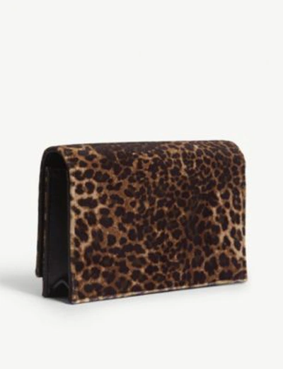 Shop Saint Laurent Kate Leopard Spot Monogram Velvet Wallet-on-chain