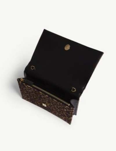 Shop Saint Laurent Kate Leopard Spot Monogram Velvet Wallet-on-chain