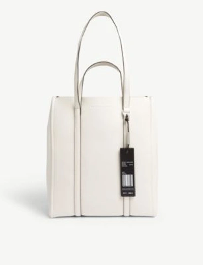 Shop Marc Jacobs Tag Leather Tote In Porcelain