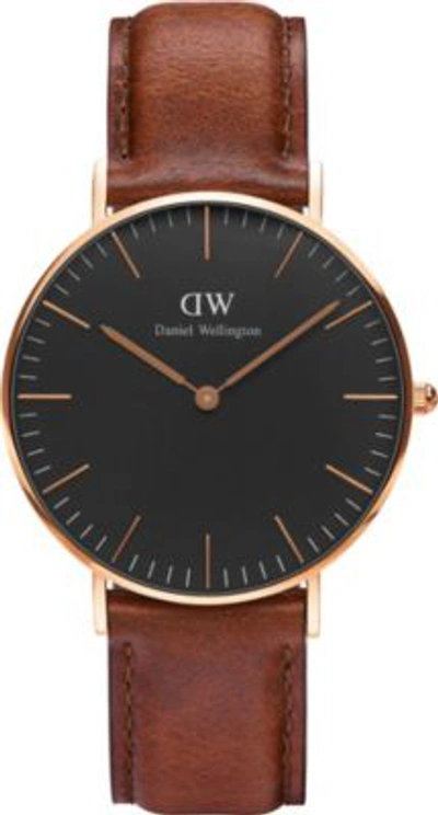 Shop Daniel Wellington Classic St. Mawes Rose Gold Watch In Black