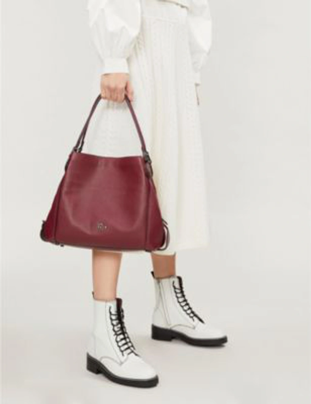 Coach Edie Leather Shoulder Bag In Gm dark Berry ModeSens