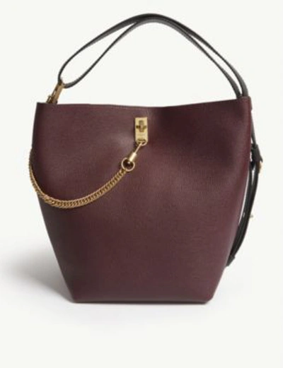 Shop Givenchy Leather Bucket Bag In Aubergine