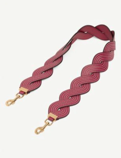 Shop Loewe Wavy Stitches Leather Strap In Raspberry