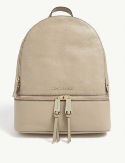 Shop Michael Michael Kors Rhea Medium Leather Backpack In Truffle