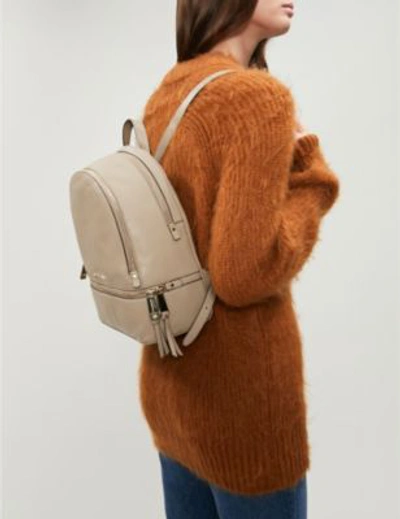Shop Michael Michael Kors Rhea Medium Leather Backpack In Truffle