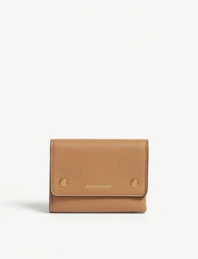 Shop Burberry Ludlow Leather Small Wallet In Camel