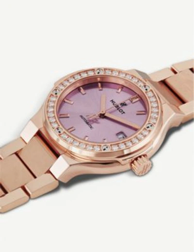 Shop Hublot 568.ox.891p.ox.1204 Classic Fusion 18ct Rose-gold And Diamond Watch In Rose Gold