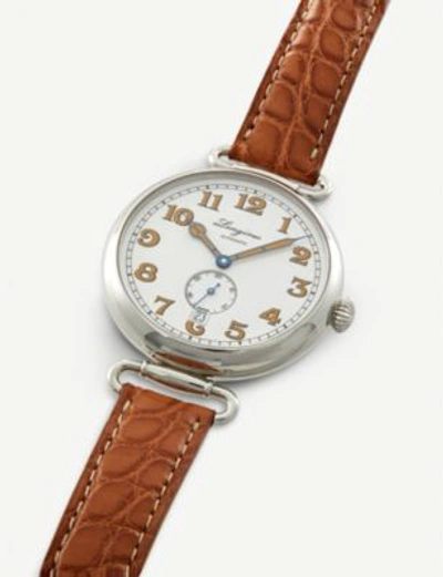 Shop Longines L2.309.4.23.2 Heritage 1918 Stainless Steel And Alligator Watch In Brown
