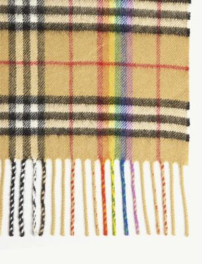 Shop Burberry House Check And Rainbow Silk Scarf In Antique Yellow