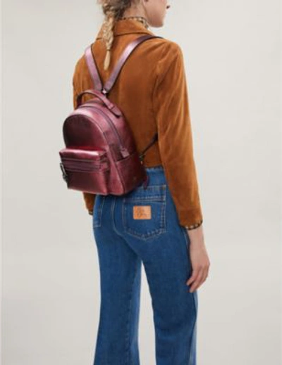 Shop Coach Campus Leather Small Backpack In Gm/metallic Berry