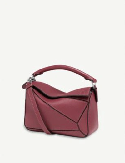 Shop Loewe Puzzle Mini Leather Shoulder Bag In Raspberry