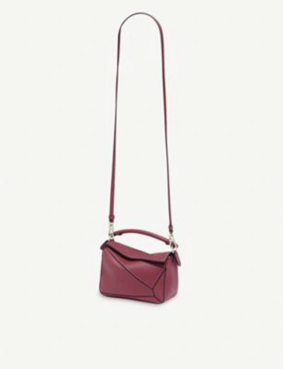Loewe Puzzle Mini Leather Shoulder Bag In Raspberry