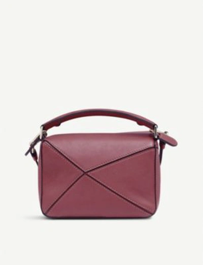 Loewe Puzzle Mini Leather Shoulder Bag In Raspberry
