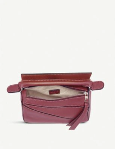Shop Loewe Puzzle Mini Leather Shoulder Bag In Raspberry