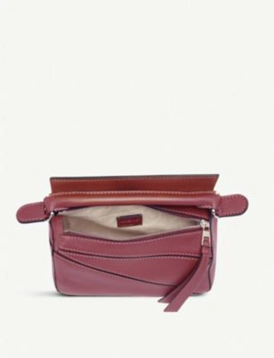 Loewe Puzzle Mini Leather Shoulder Bag In Raspberry