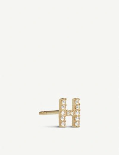 Shop Annoushka Initial H 18ct Gold And Diamond Stud Earring In 18ct Yellow Gold
