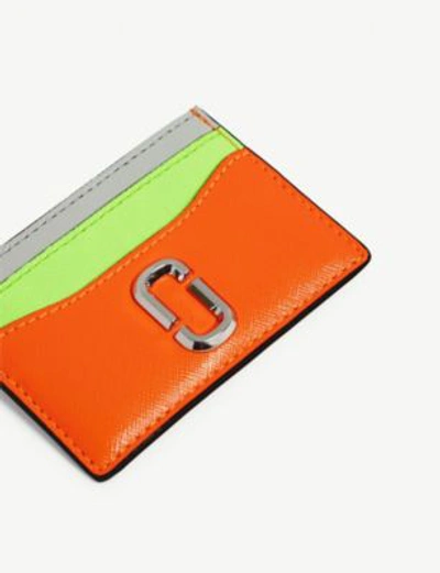 Shop Marc Jacobs Snapshot Leather Card Holder In Bright Orange Multi