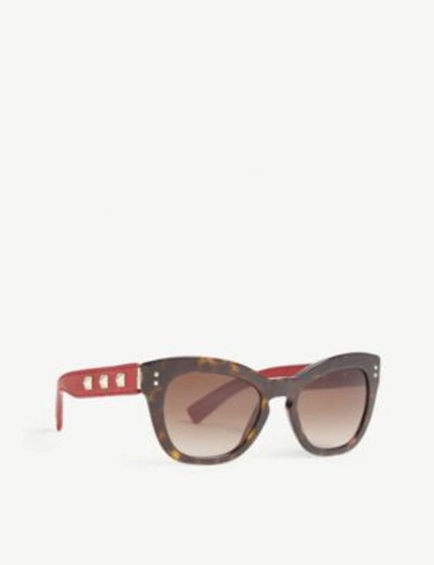 Shop Valentino Va4037 Butterfly-frame Sunglasses In Havana