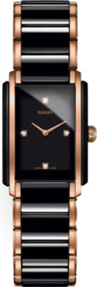 Shop Rado R20612712 Integral Ceramic And Rose Gold Watch In Gold/black