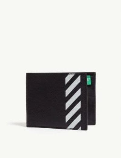 Shop Off-white Striped Leather Bi-fold Wallet In Black White