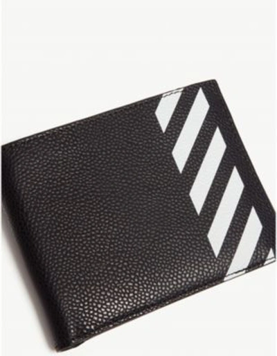 Shop Off-white Striped Leather Bi-fold Wallet In Black White