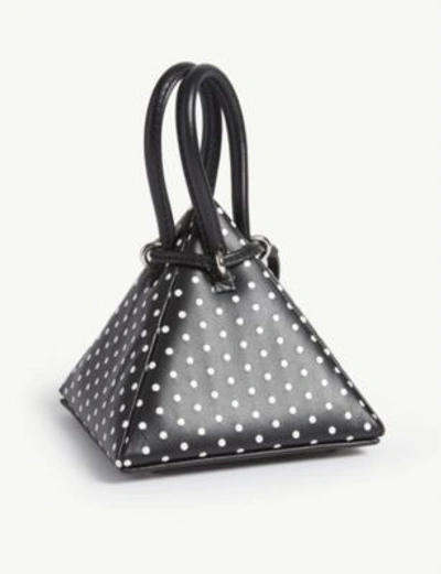 Shop Nita Suri Polka Dot Pyramid Mini Bag In Polka Black
