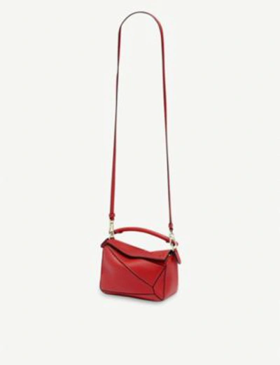 Shop Loewe Puzzle Mini Leather Shoulder Bag In Scarlet Red