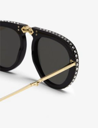 Shop Gucci Gg0307s Pilot-frame Foldable Sunglasses In Gold