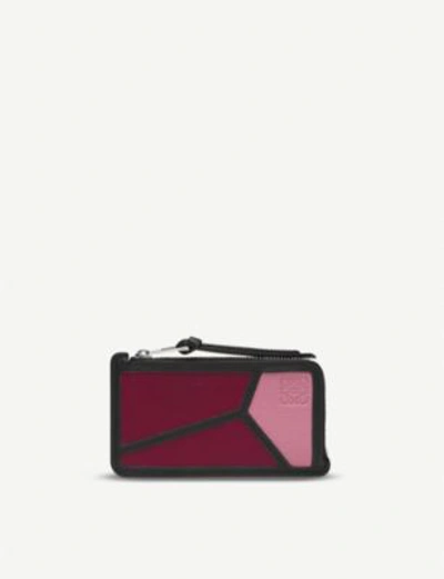 Shop Loewe Puzzle Leather Coin And Cardholder In Wild Rose/raspberry