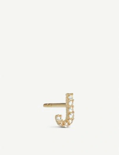 Shop Annoushka Initial J 18ct Gold And Diamond Stud Earring In 18ct Yellow Gold