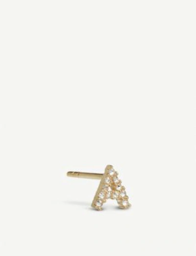 Shop Annoushka Initial A 18ct Gold And Diamond Stud Earring In 18ct Yellow Gold