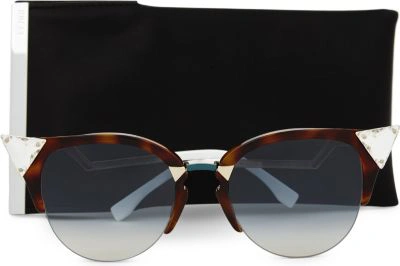 Shop Fendi Ff0041 Cat-eye Sunglasses In Tortoise Gold
