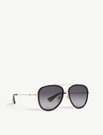 Gucci Gg0062s Pilot-frame Sunglasses In Gold